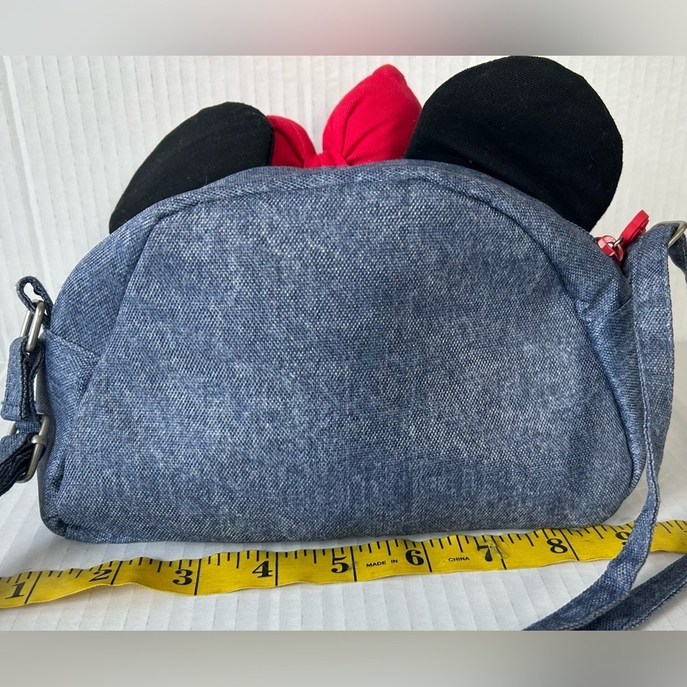 DISNEY MINNIE MOUSE DENIM CROSSBODY RAINBOW, 3D BOW/EARS, ADJUSTABLE STRAP - Picture 5 of 7